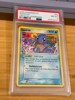 2006 Pokemon Ex Crystal Guardians 64 Squirtle PSA 8 NM-MT - Image 2