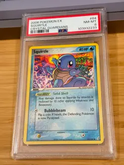 2006 Pokemon Ex Crystal Guardians 64 Squirtle PSA 8 NM-MT - Image 3