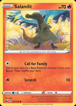 Pokemon Salandit (27/160) Crown Zenith LP REVERSE HOLO - Image 1