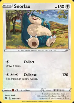 Pokemon Snorlax (141/236) Rebel Clash LP REVERSE HOLO - Image 1