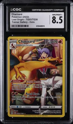 2025 POKEMON LOST ORIGIN TRAINER GALLERY HOLO #TG03 CHARIZARD CGC 8.5 - Image 1