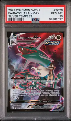 2022 Pokemon SWSH FA Rayquaza VMAX Silver Tempest #TG20 PSA 10 GEM MT TCG - Image 1