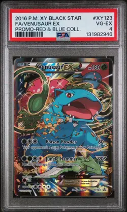 2014 Pokemon XY Black Star Red & Blue Collection Promo Venusaur Ex #XY123 PSA 4 - Image 1