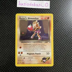 Pokemon Rocket's Hitmonchan 11/132 Rare Holo Unlimited Gym Heroes 2000 Damaged - Image 1