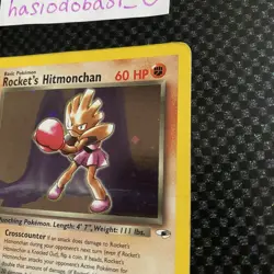 Pokemon Rocket's Hitmonchan 11/132 Rare Holo Unlimited Gym Heroes 2000 Damaged - Image 2