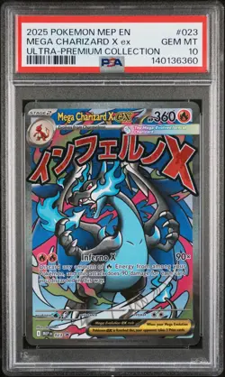 2025 POKEMON MEP EN-ME BLACK STAR PROMO #023 MEGA CHARIZARD X EX PSA 10 - Image 1