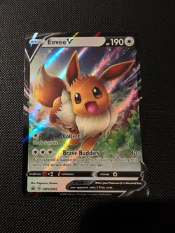 Pokemon TCG SWSH065 Eevee v Black Star Promo Holo Card - Image 1