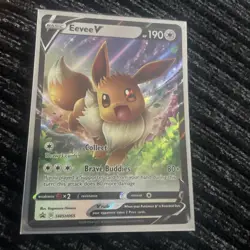 Eevee v SWSH065 Holo Promo Pokemon TCG Black Star Promo Mint Condition - Image 1