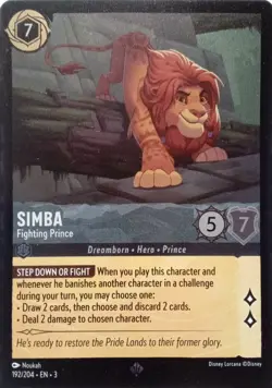 192/204 SIMBA FIGHTING PRINCE INKLANDS FOIL SUPER RARE DISNEY LORCANA CARD - Image 1