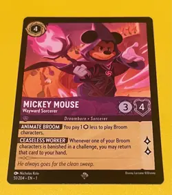 Disney Lorcana First Chapter 51 Mickey Mouse Wayward's Sorcerer Super Rare Non F - Image 1