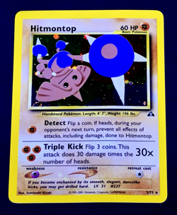 2001 Pokemon HITMONTOP Neo Discovery HOLO RARE Unlimited Edition Card 3/75 SWIRL - Image 1