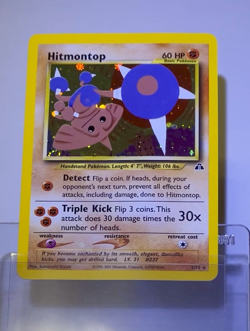 2001 Pokemon HITMONTOP Neo Discovery HOLO RARE Unlimited Edition Card 3/75 SWIRL - Image 2