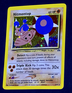 2001 Pokemon HITMONTOP Neo Discovery HOLO RARE Unlimited Edition Card 3/75 SWIRL - Image 3