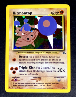 2001 Pokemon HITMONTOP Neo Discovery HOLO RARE Unlimited Edition Card 3/75 SWIRL - Image 4