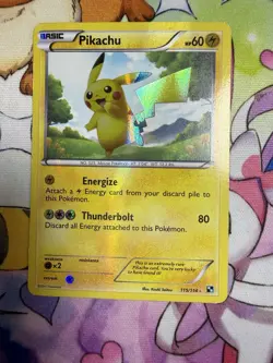 Pokemon Pikachu 115/114 Black & White Holo Secret Rare Basic Card English - Image 1