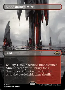MTG - Bloodstained Mired - Fanart Borderless Modern Horizons 3 - EDH / Playtest - Image 1