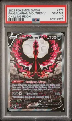 2021 Pokemon Chilling Reign Galarian Moltres V Full Alt Art #177 PSA 10 - Image 1