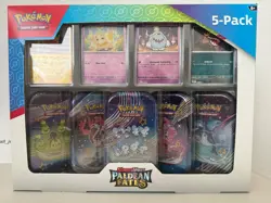 Pokemon PALDEAN FATES 5 Pack Tins Costco Exclusive - Brand New Sealed - Image 1