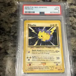 Pokemon Neo Genesis #70 Pikachu 1st Edition Mint PSA 9 - Image 1