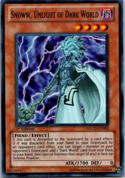 Yugioh Snoww, Unlight of Dark World SDGU-EN002 1st Edition Super Rare NM - Image 1