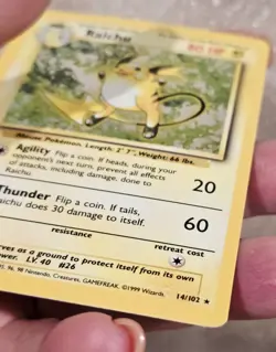 Raichu Holo Rare Pokemon 14/102 NM WOTC Base Set 1999 Unlimited Vintage Pokemon - Image 4