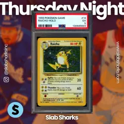 1999 POKEMON UNLIMITED #14/102 RAICHU RARE HOLO PSA 5 - Image 1