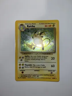 Pokemon TCG Raichu 14/102 Base Set Holo Rare Unlimited 1999 WOTC MP/HP - Image 1