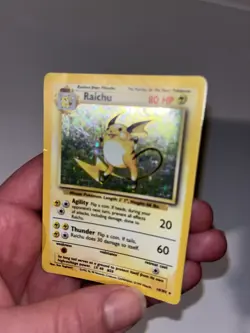 Pokemon TCG Raichu 14/102 Base Set Holo Rare Unlimited 1999 WOTC MP/HP - Image 3