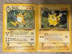 Pokemon TCG: 1999 Base Set Unlimited Raichu 14/102 Holo Rare + 1st ed. Pikachu! - Image 1