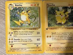 Pokemon TCG: 1999 Base Set Unlimited Raichu 14/102 Holo Rare + 1st ed. Pikachu! - Image 4