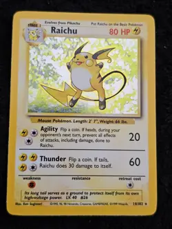 Raichu 14/102 Base Set Unlimited 1999 Pokemon Card Holo Rare NM - Image 3
