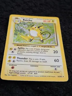 Raichu 14/102 Base Set Unlimited 1999 Pokemon Card Holo Rare NM - Image 5