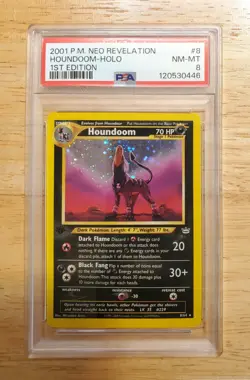 Pokemon PSA 8 NM/MINT 2001 Houndoom 1st Edition Neo Revelation Holo Card - Image 1