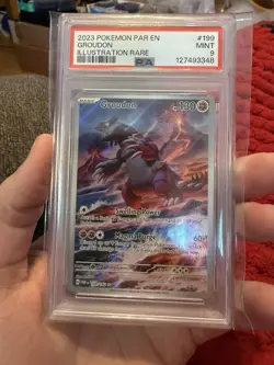 2023 POKEMON PAR EN-PARADOX RIFT ILLUSTRATION RARE #199 GROUDON PSA 9 - Image 1