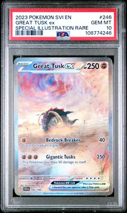 2023 POKEMON SVI EN-SCARLET & VIOLET #246 GREAT TUSK EX PSA 10 - Image 1