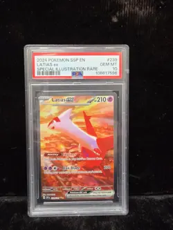 2024 POKEMON SSP EN-SURGING SPARKS SPECIAL ILLUSTRATION RARE LATIAS EX PSA 10 - Image 1
