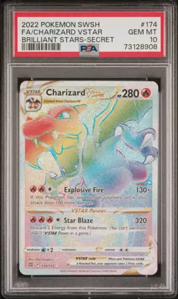 2022 POKEMON SWORD & SHIELD BRILLIANT STARS #174 FULL ART/CHARIZARD VSTAR PSA 10 - Image 1