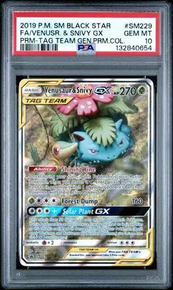 Venusaur & Snivy GX SM229 PSA 10 | Pokemon TCG Sun & Moon Tag Team Promo - Image 1