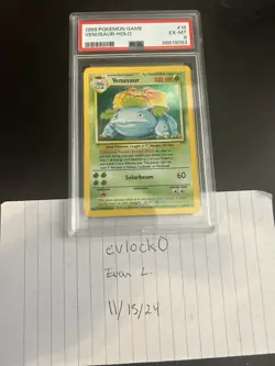 1999 POKEMON GAME #15 VENUSAUR HOLO EX-MT PSA 6 15/102 - Image 1