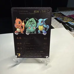 Charmander Squirtle Bulbasaur GX HP 140 Black Foil Fan Art Display Card 3/99💥💥 - Image 1