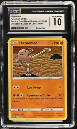 CGC 10 Hitmonlee Holo 011/034 Trading Card Game Classic CLV Pokemon - Image 1