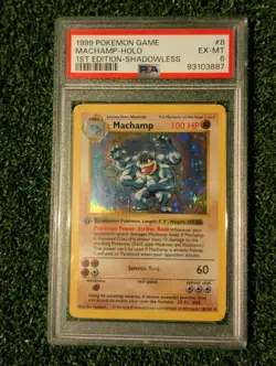 Pokemon TCG Machamp 1st Edition Shadowless Holo Base Set PSA 6 8/102 - Image 1
