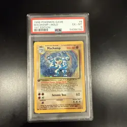 Pokemon TCG Machamp Holo Rare 1st Edition Base Set 8/102 PSA 8 - Image 1