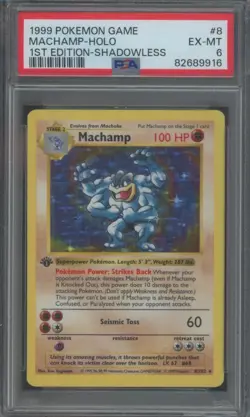 Pokemon TCG Machamp 8/102 Base Set Shadowless Deck Exclusives Holo PSA 6 - Image 1