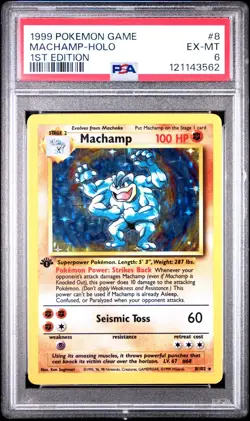 Pokemon TCG Machamp Holo Rare 1st Edition Base Set 8/102 PSA 6 - Image 1