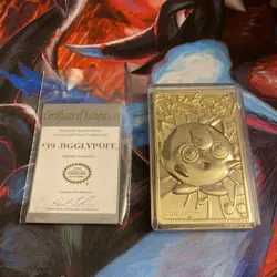 Pokemon Jigglypuff Trading Card 23K Gold Plated 1999 Burger King w/ COA & Ball - Image 3