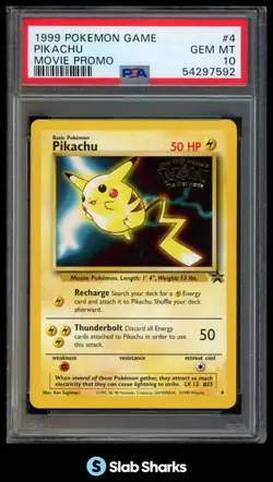 1999 POKEMON BLACK STAR MOVIE PROMOS #4 PIKACHU PSA 10 - Image 1