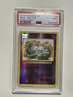 2016 Pokemon TCG XY Evolutions MEW Reverse Holo 53/108 PSA 9 Rev. Foil - Image 1
