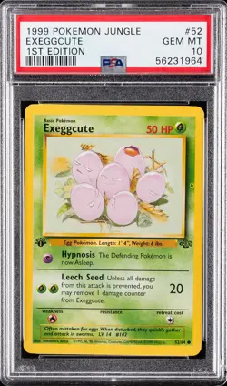 1999 POKEMON JUNGLE 1ST ED #52 EXEGGCUTE PSA 10 - Image 1