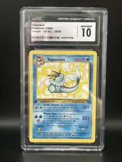 CGC 10 GEM MINT Vaporeon 1st Edition 1999 Jungle 28/64 Pokemon - Image 1